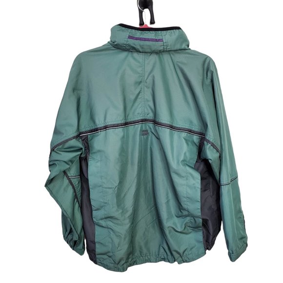 Moving Comfort Green & Grey Windbreaker w/ Hidden Hoodie Size Small - Picture 11 of 13
